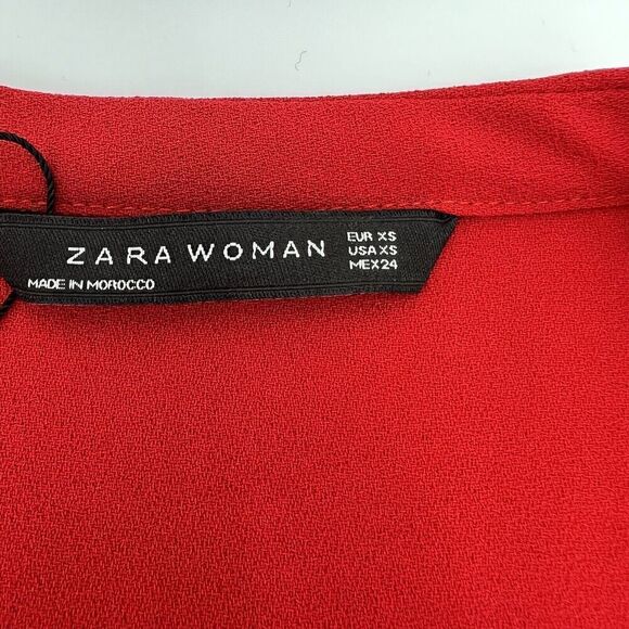 Zara Woman Red Ribbon Neck Mini Dress Size XS NWT - Picture 3 of 5